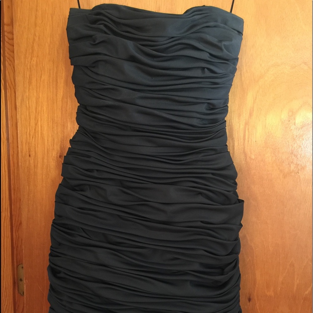 PLEATED  STRAPLESS COCKTAIL DRESS - Picture 2 of 13